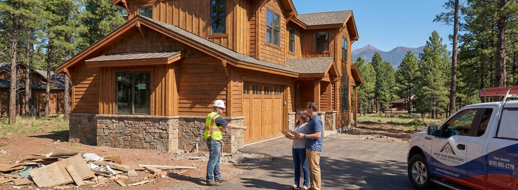 can you update this image, replace the logo on the van wiNew construction home inspection in Flagstaff ensures your investment is protected and move-in readyth this one attached here: 