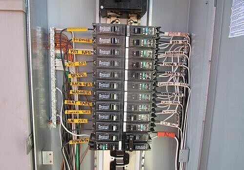 Main Electrical Panel Showing Safe Code Compliant Wiring Conditions